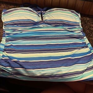 Lauren Ralph Lauren Blue Striped Bikini Top